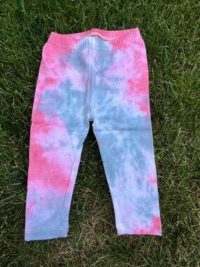 Baby 12-18M Red & Dark Green Tie-Dye Leggings
